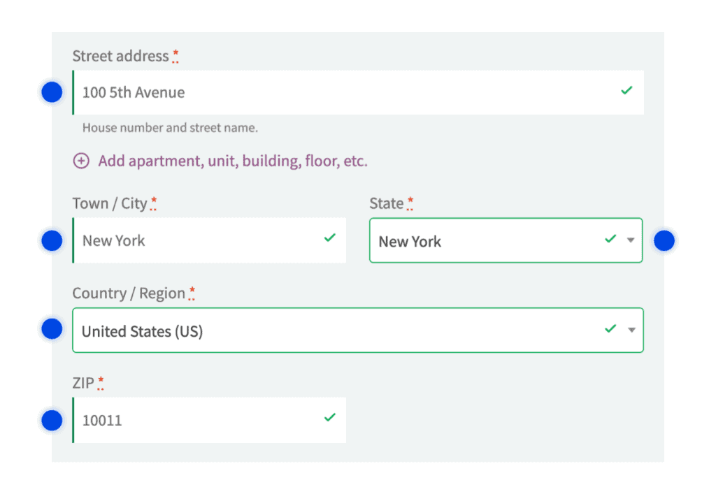 Address fields autocompleted with Google Address Autocomplete