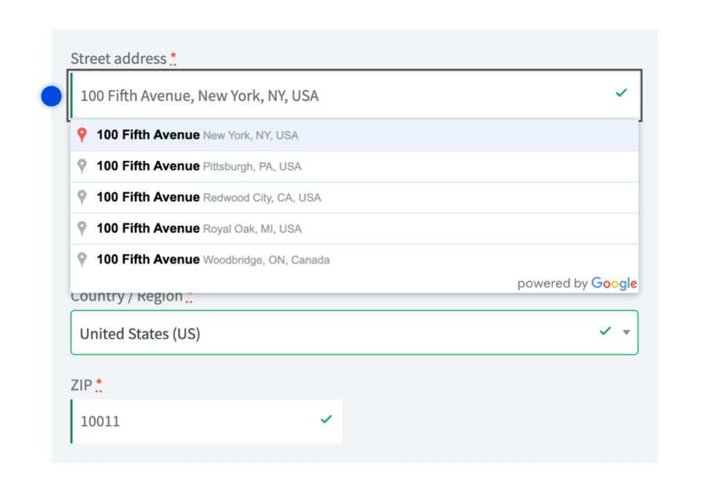 Suggested addresses for autocomplete