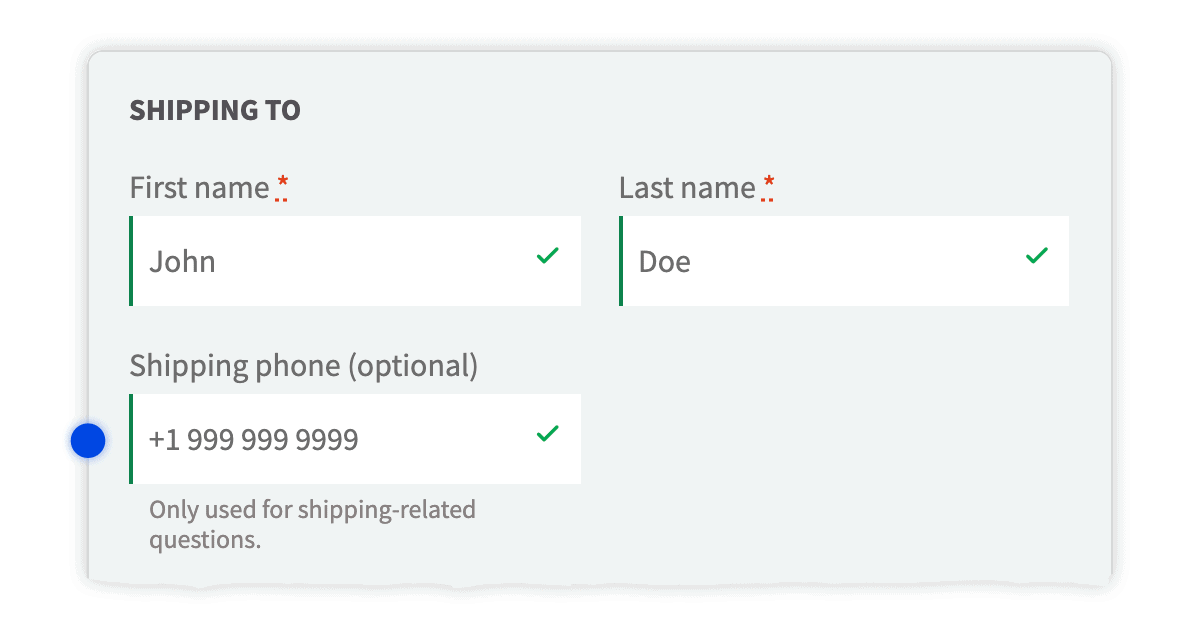 Separate shipping phone field on checkout