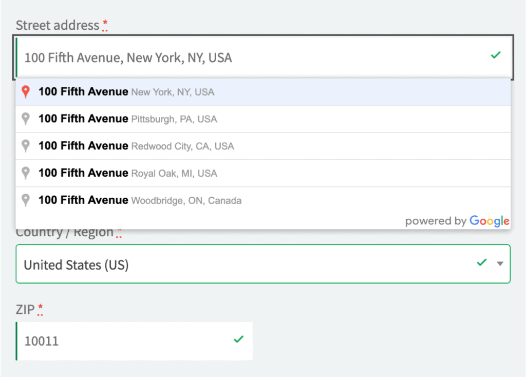 Suggested addresses for autocomplete