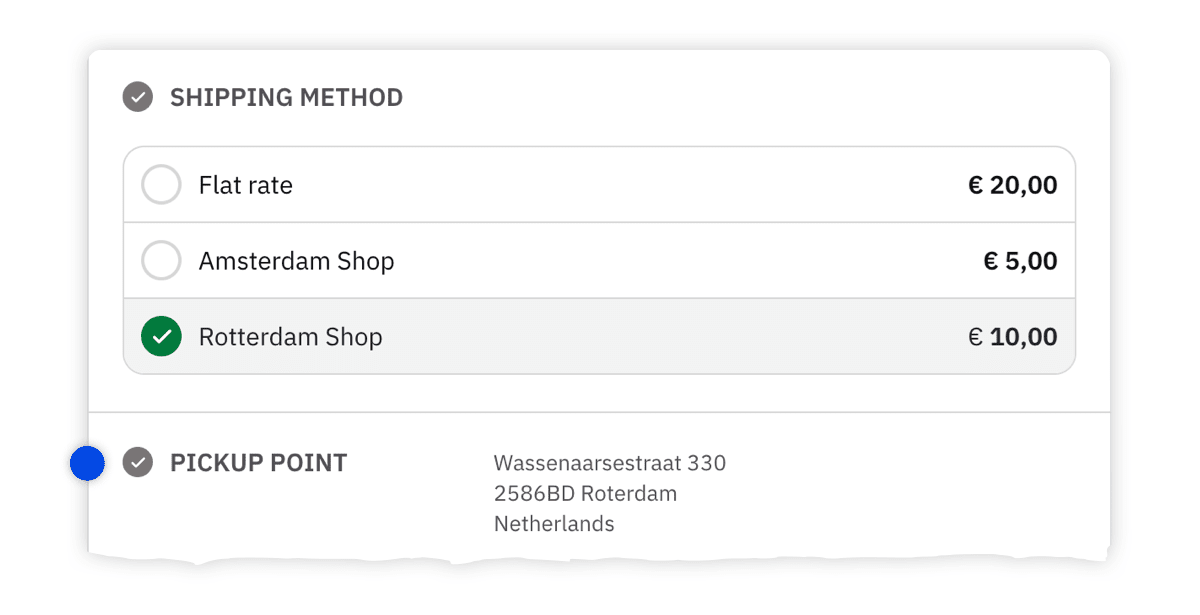 Checkout with local pickup selected and shipping fields hidden