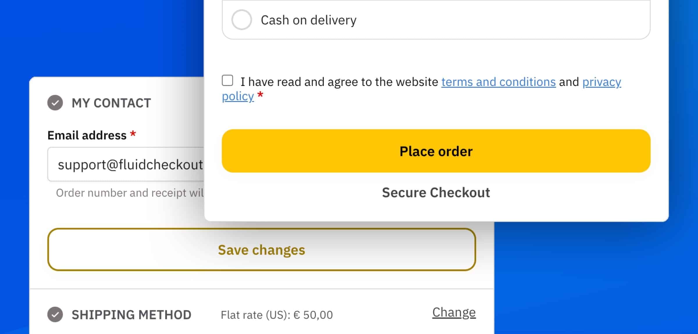 Example of custom colors for checkout buttons.