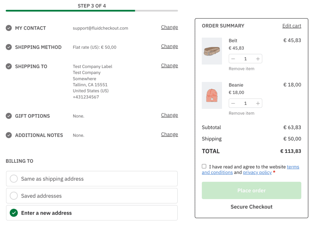 Design System Check Out Template WooCommerce checkout page template plugin — Fluid Checkout